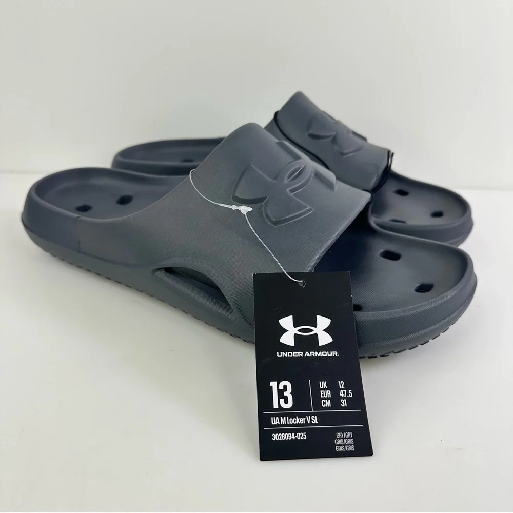 Under Armour locker v slides castlerock Gray Size 13